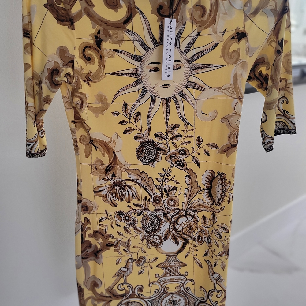 Alice + Olivia Yellow and Brown Dress